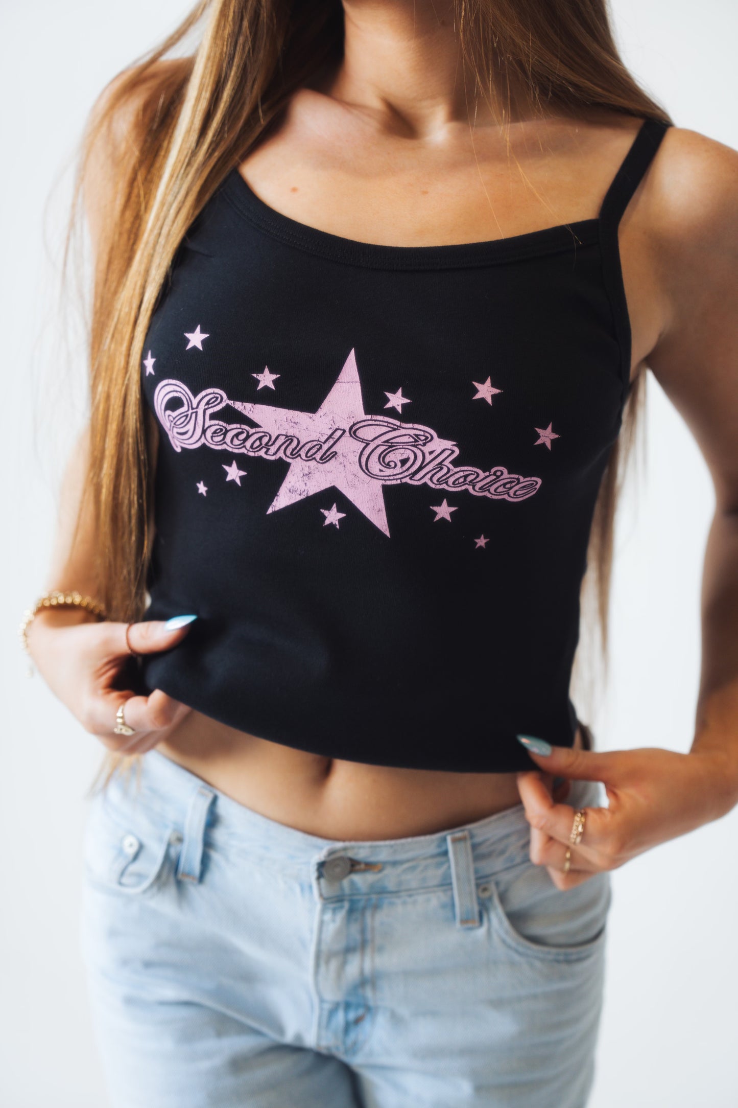 Baby Rib Star Tank - BLACK & PINK