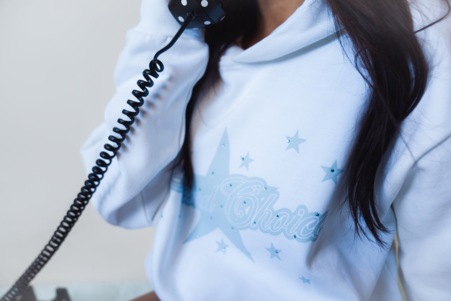 Urban Rhinestone Star Hoodie - WHITE