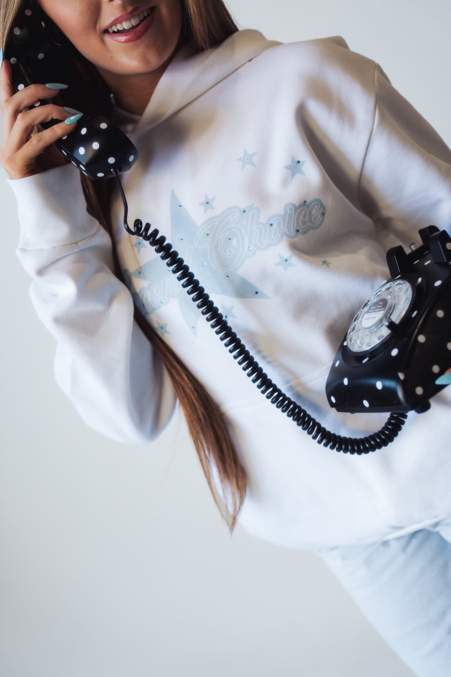 Urban Rhinestone Star Hoodie - WHITE