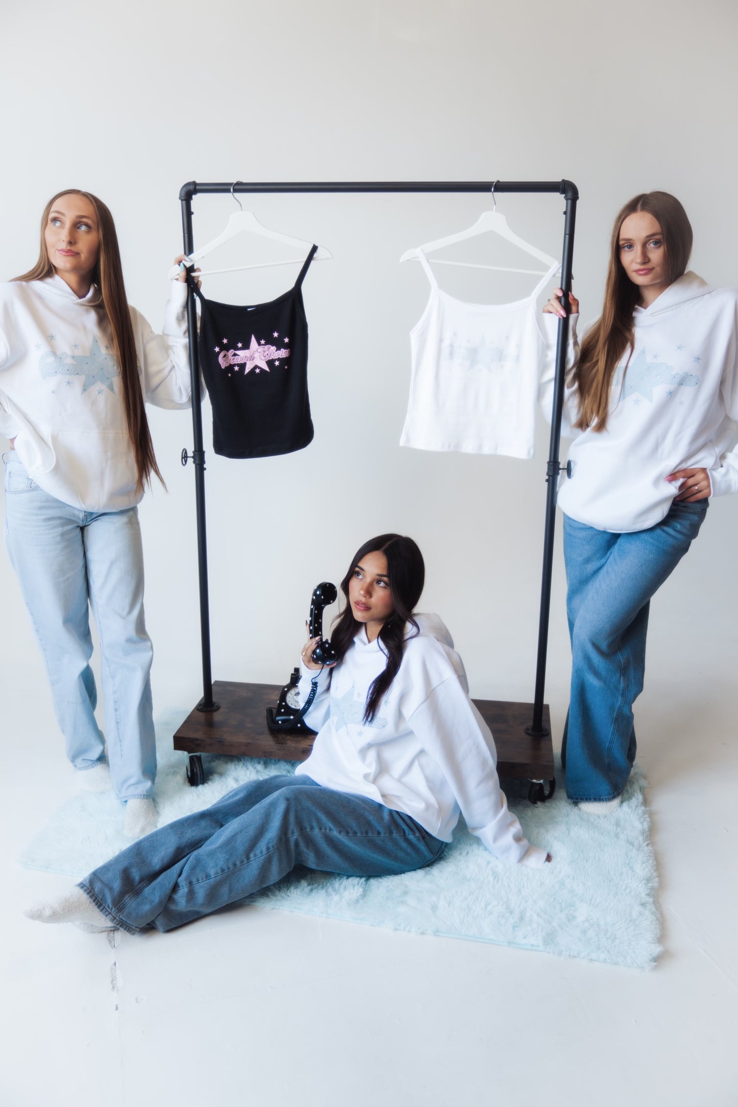 Baby Rib Star Tank - WHITE & LIGHT BLUE