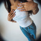 Baby Rib Star Tank - WHITE & LIGHT BLUE