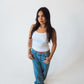 Baby Rib Star Tank - WHITE & LIGHT BLUE