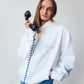 Urban Rhinestone Star Hoodie - WHITE