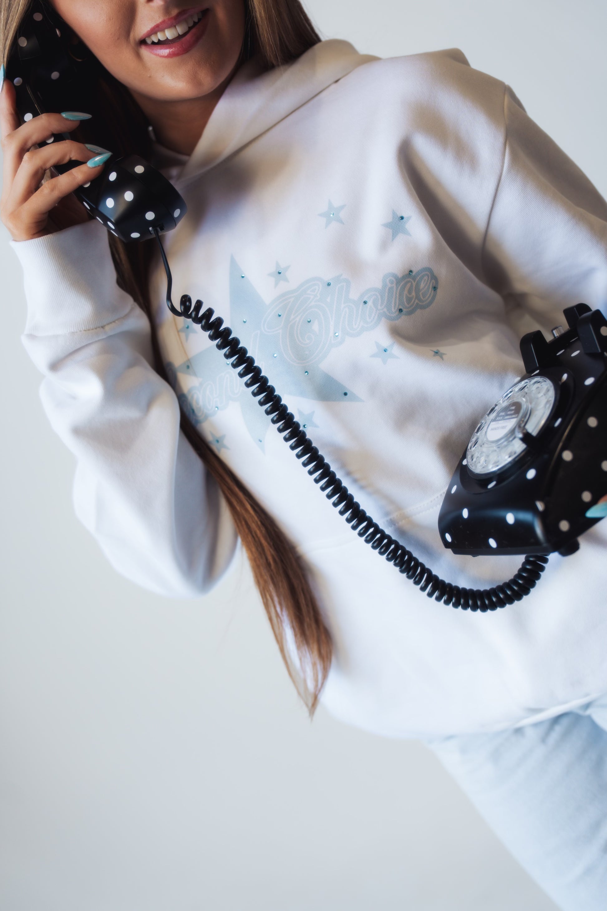 Urban Rhinestone Star Hoodie - WHITE
